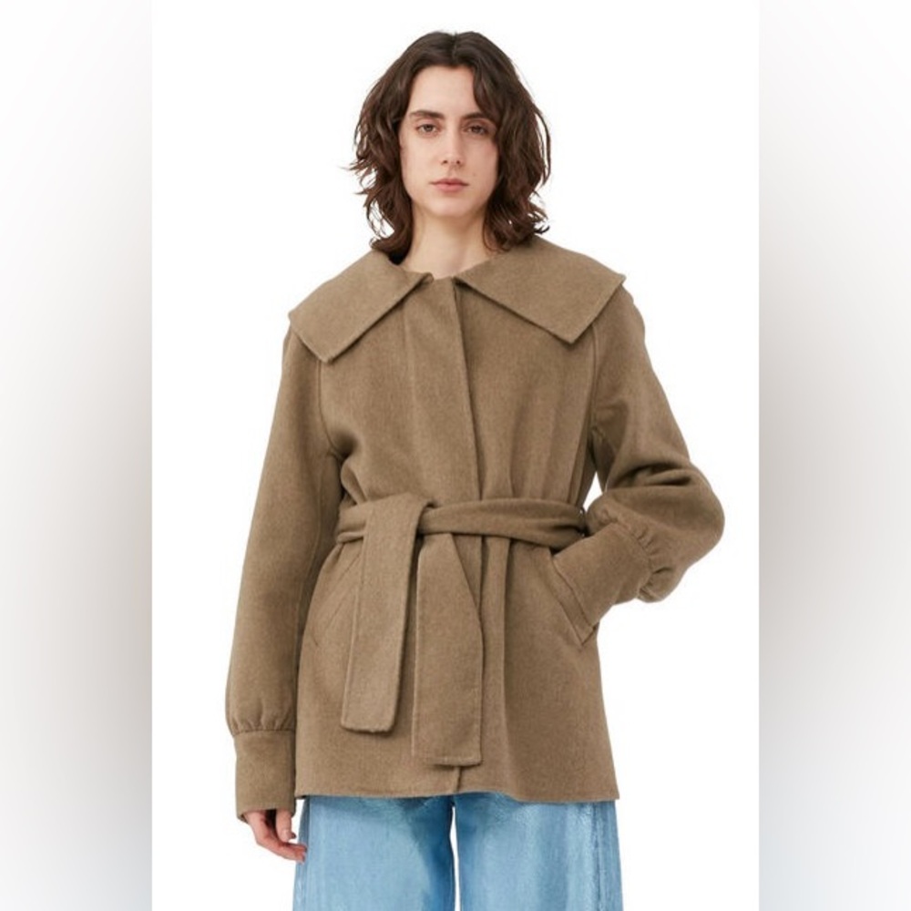 Ganni Brown Wool Collar Jacket